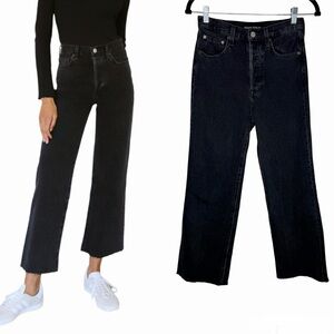 Aritzia Denim Forum The Farrah High Rise Wide Leg Jean Size 24 Washed Black